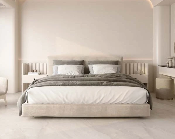 Quarto com cama e colchão Ortobom